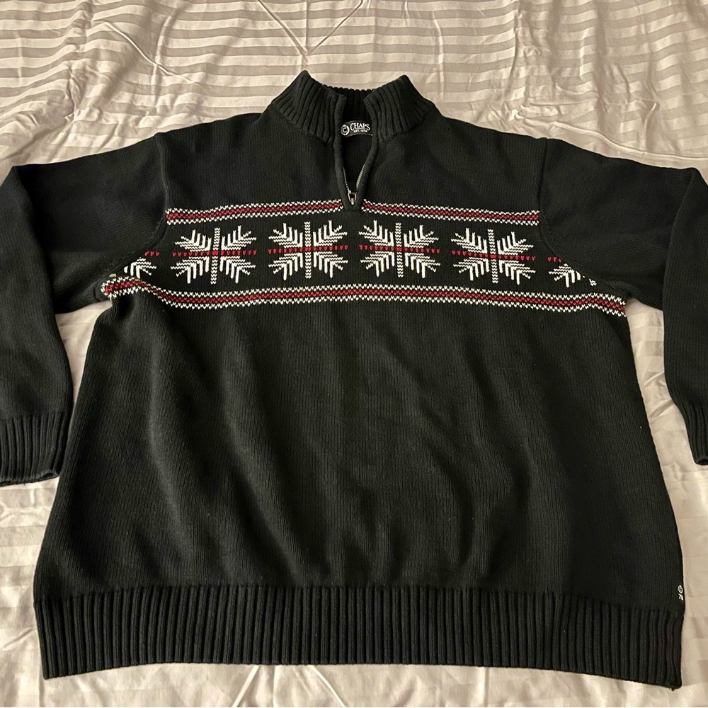 Chaps Black 1/4 Zip Up Sweater